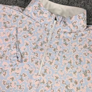 Rhoback Cherry Blossom Sakura Light Blue Floral Quarter-Zip Pullover